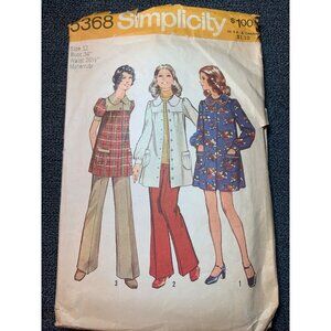 Simplicity 5368 Vintage Sewing Pattern Womens Maternity Shirt Pant Size 12 1970s